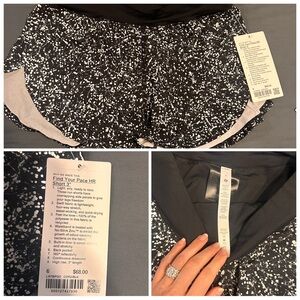 Lululemon Athletica Black and White Athletic Shorts with Speckled Pattern